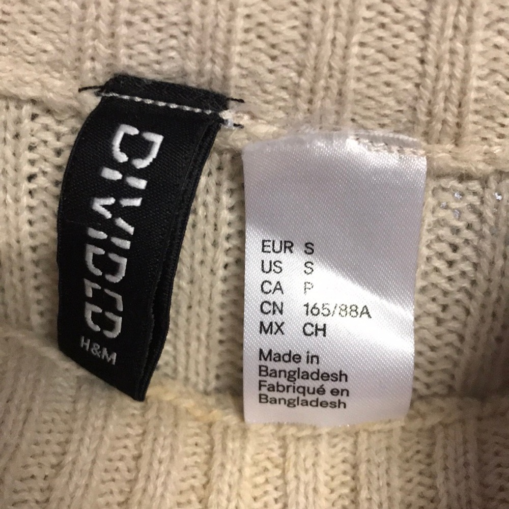 Divided Ribbed Cream Sweater - Size S - Picture 4 of 4